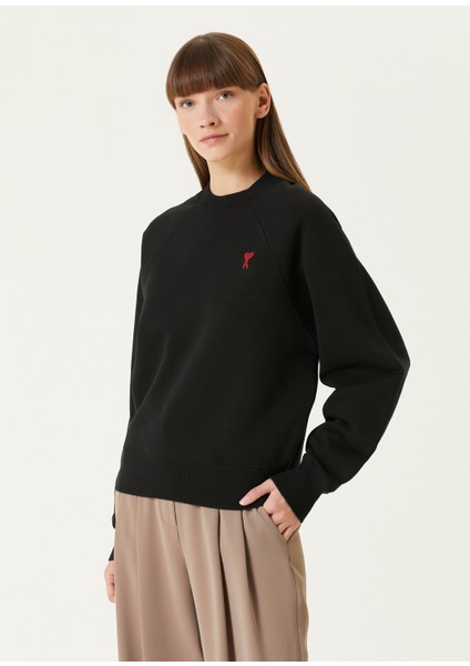 Siyah Logo Nakışlı Sweatshirt