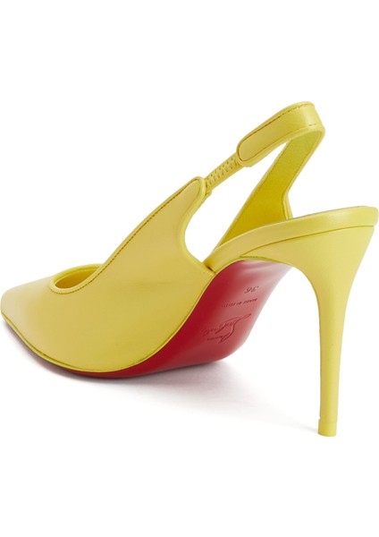 Sporty Kate Sarı Deri Topuklu Ayakkabı modelleri