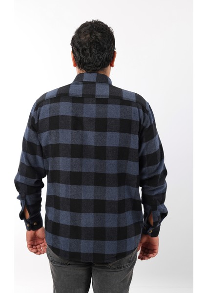 Büyük Beden Siyah-Indigo Ekose Polar Oduncu Erkek Gömlek (BTL-7117-TSS) fiyatları