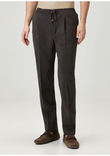 Kahverengi Beli Kordonlu Yün Pantolon fiyatları