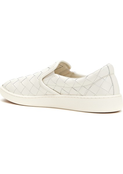 Beyaz Örgü Dokulu Kadın Deri Sneaker modelleri