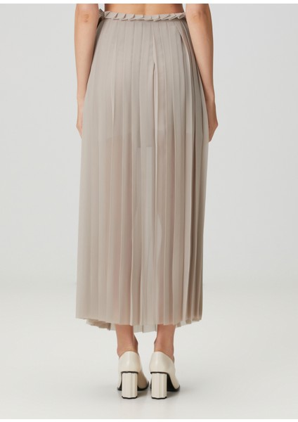 Bej Pileli Maksi Etek fırsatları