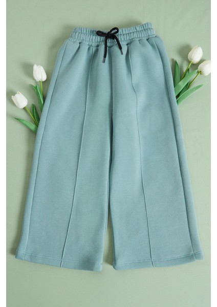 3 Iplik Çima Dikişli Kız Çocuk Palazzo Eşofman Altı