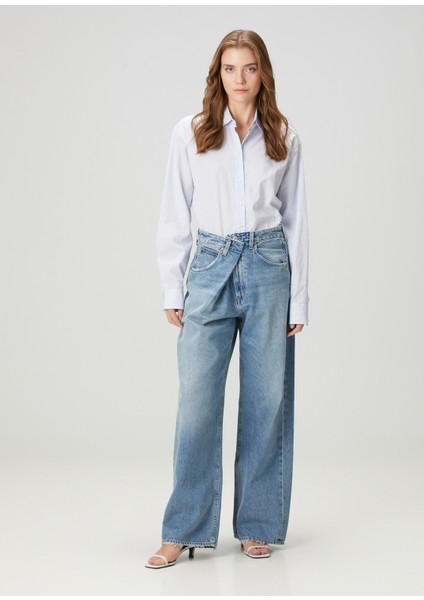 Vana Fold Mavi Jean Pantolon