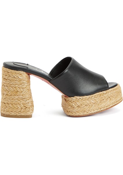 Calakala Siyah Kadın Deri Terlik