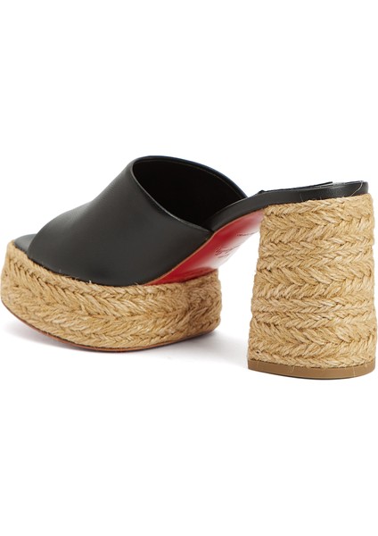 Calakala Siyah Kadın Deri Terlik modelleri