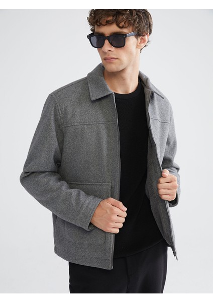 Yeni Sezon Standart Kalıp Gömlek Yaka Erkek Kaşe Mont
