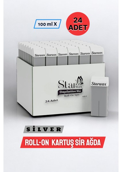 Roll On Kartuş Sir Ağda Silver | Tüm Ciltler Için | Gümüş Iyonlu Formül | 24'lü Profesyonel Paket