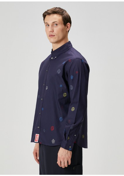 x Futura 2000 Koyu Mavi Çizgili Poplin Gömlek modelleri
