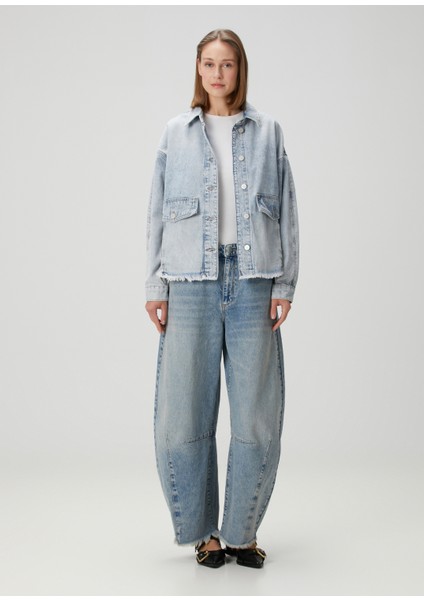 Hettie Oversized Mavi Denim Gömlek fiyatları