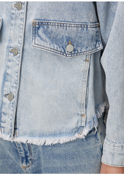Hettie Oversized Mavi Denim Gömlek indirimleri