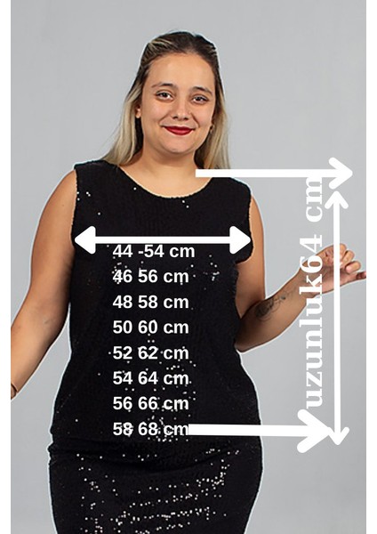 Büyük Beden Pul Payet Astarlı Bluz Siyah Şık ve Işıltılı fiyatları