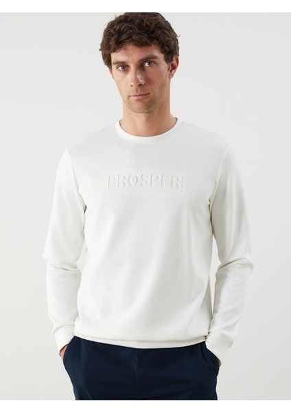 Yeni Sezon Bisiklet Yaka Uzun Kollu Baskılı Erkek Sweatshirt