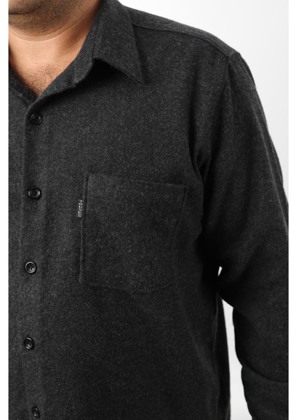 Büyük Beden Siyah Düz Polar Oduncu Erkek Gömlek (BTL-7120-TSS) modelleri