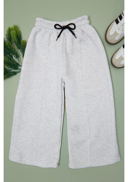 3 Iplik Çima Dikişli Kız Çocuk Palazzo Eşofman Altı