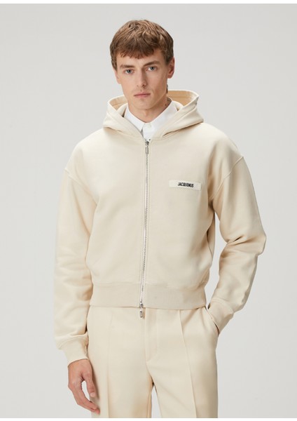 Gros Grain Kırık Beyaz Kapüşonlu Sweatshirt