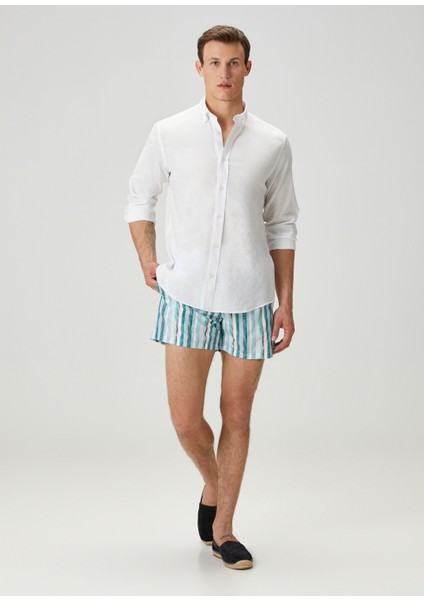 Yeşil Çizgi Desenli Mayo