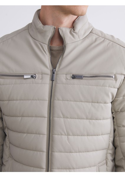 Yeni Sezon Slim Fit Dik Yaka Erkek Deri Görünümlü Ceket modelleri