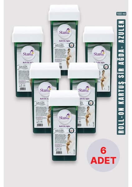 Roll On Kartuş Sir Ağda Azulen | Hassas Ciltler Için Özel | 6'lı Profesyonel Paket