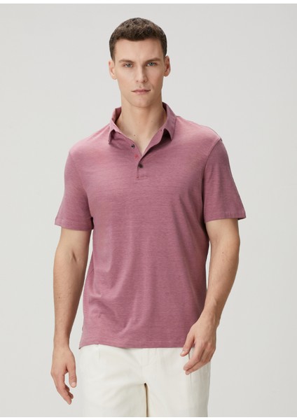 Pembe Polo Yaka Ipek T-Shirt