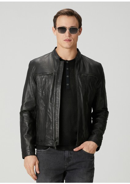 Brando Siyah Deri Ceket