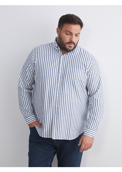 Yeni Sezon Regular Fit Uzun Kollu Çizgili Erkek Gömlek