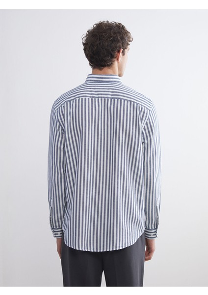 Yeni Sezon Regular Fit Uzun Kollu Çizgili Erkek Gömlek indirimleri