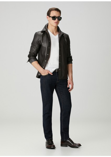 Slim Fit Wooster Beyaz V Yaka Keten T-Shirt fiyatları