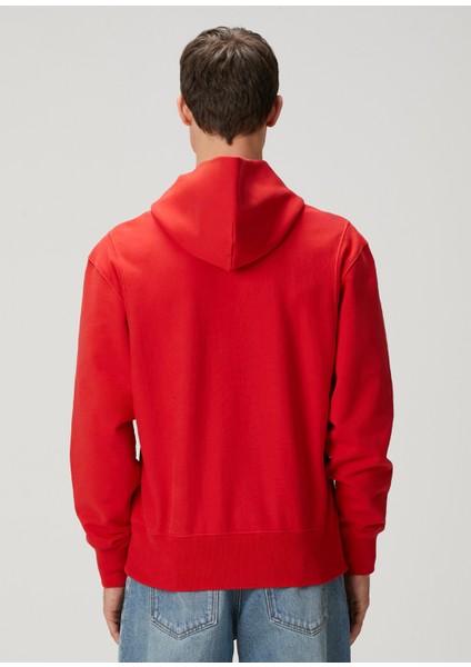 Kırmızı Kapüşonlu Logo Detaylı Sweatshirt fırsatları