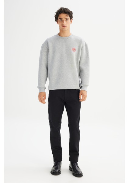 Pamuklu Içi Polarlı Regular Fit Normal Kesim Bisiklet Yaka Baskılı Sweatshirt fiyatları