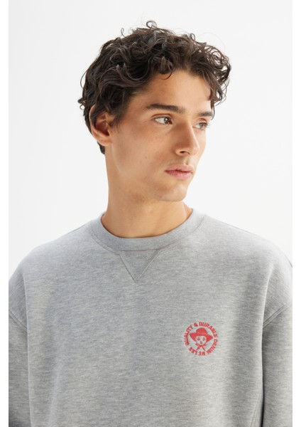 Pamuklu Içi Polarlı Regular Fit Normal Kesim Bisiklet Yaka Baskılı Sweatshirt fırsatları