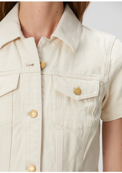 Krem Mini Denim Elbise indirimleri