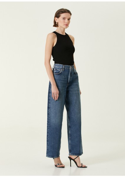 Low Slung Baggy Koyu Mavi Jean Pantolon