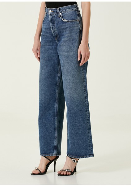 Low Slung Baggy Koyu Mavi Jean Pantolon modelleri