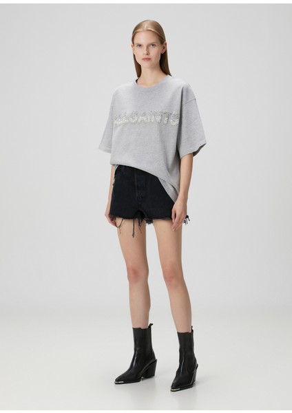 Amelie Oversized Gri Işlemeli T-Shirt fiyatları