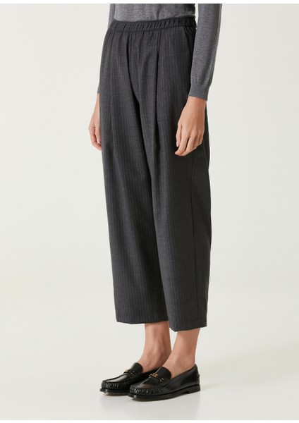 Koyu Gri Çizgili Yün Pantolon modelleri