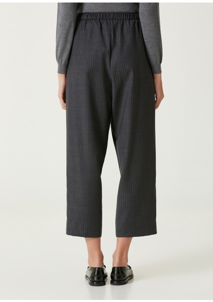 Koyu Gri Çizgili Yün Pantolon indirimleri