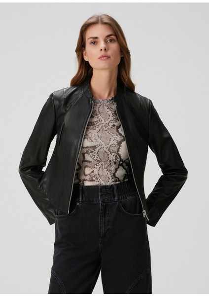 Sadler Slim Fit Siyah Deri Ceket