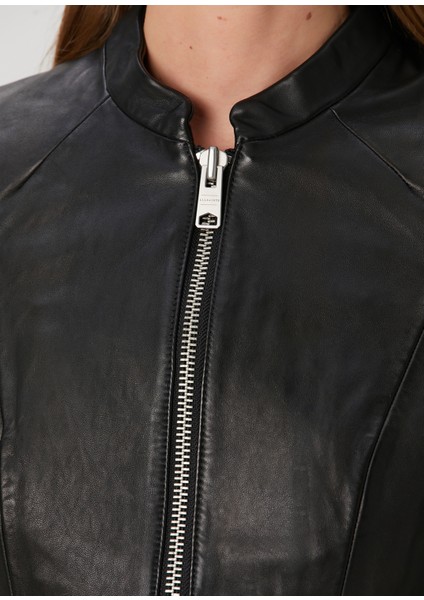 Sadler Slim Fit Siyah Deri Ceket indirimleri