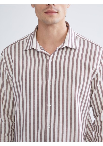Yeni Sezon Regular Fit Uzun Kollu Çizgili Erkek Gömlek modelleri