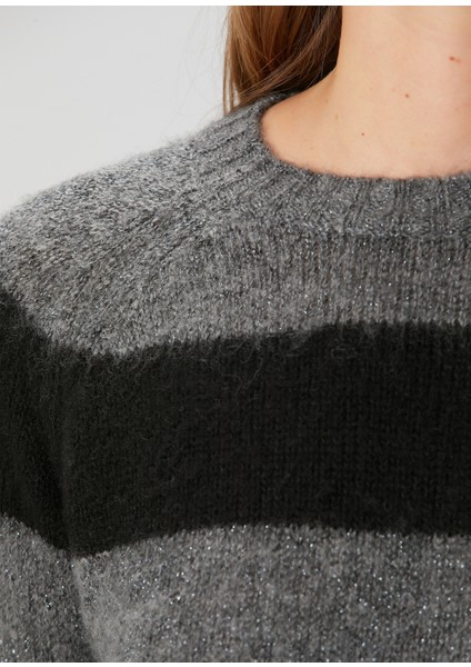 Lou Gri Siyah Çizgili Kazak indirimleri