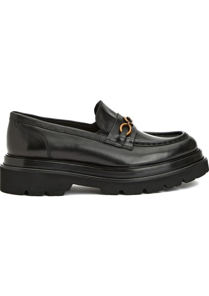 Siyah Kadın Deri Loafer