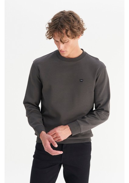 Pamuklu Regular Fit Normal Kesim Bisiklet Yaka Logo Detaylı Sweatshirt modelleri