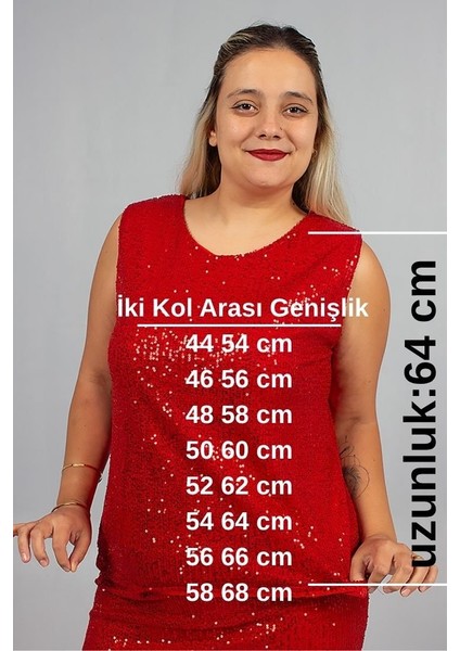 Büyük Beden Astarlı Pul Payet Kırmızı Beden Işıltılı ve Şık Bluz fiyatları