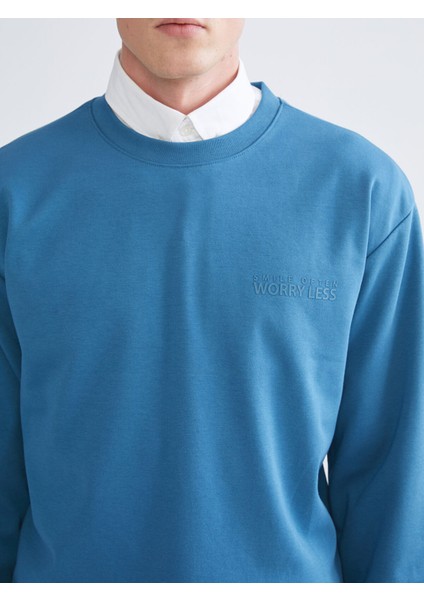 Yeni Sezon Bisiklet Yaka Baskılı Erkek Sweatshirt modelleri