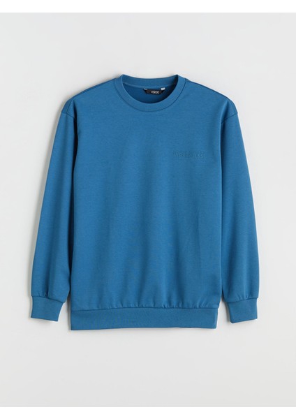 Yeni Sezon Bisiklet Yaka Baskılı Erkek Sweatshirt indirimleri