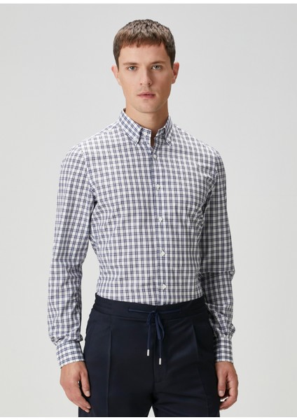 Beyaz Mavi Ekose Desenli Gömlek fiyatları