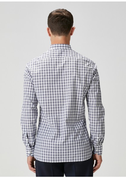 Beyaz Mavi Ekose Desenli Gömlek fırsatları