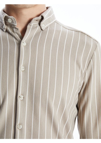 Yeni Sezon Slim Fit Uzun Kollu Çizgili Erkek Gömlek modelleri