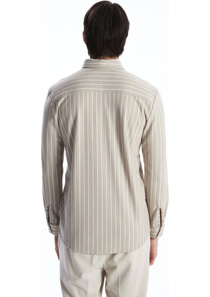 Yeni Sezon Slim Fit Uzun Kollu Çizgili Erkek Gömlek fırsatları